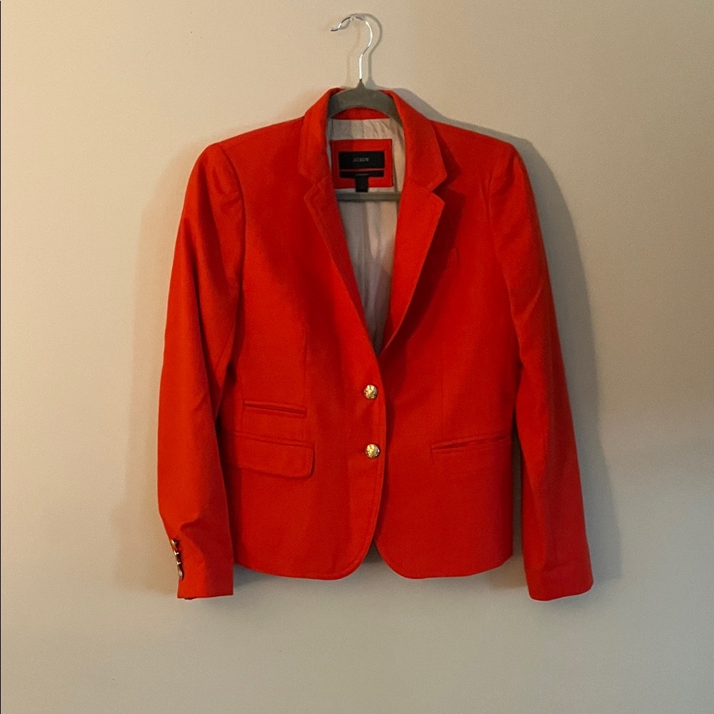 J. Crew Bright Orange Blazer with Gold Buttons